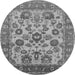 Round Oriental Gray Industrial Rug, urb1677gry