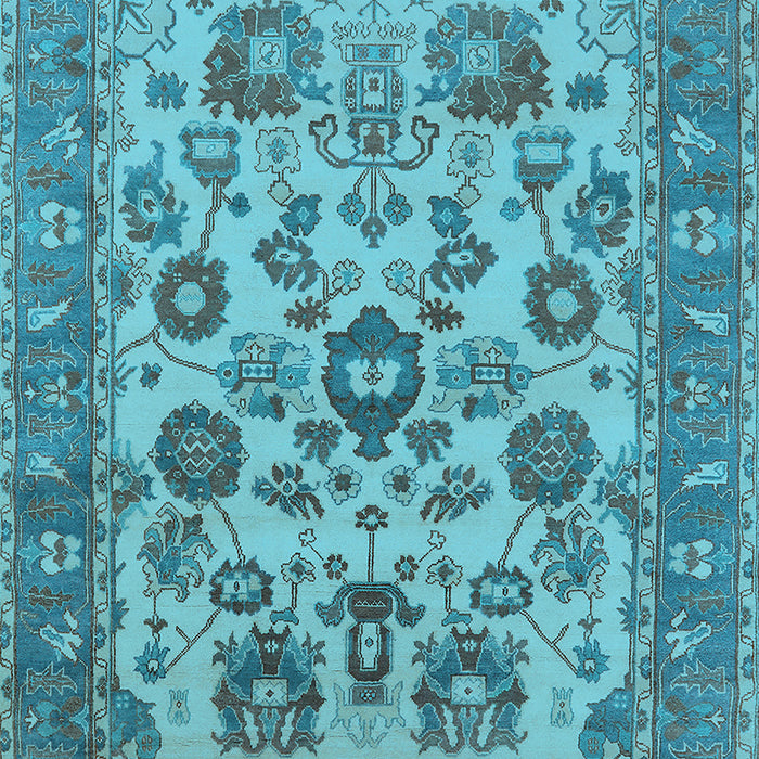 Machine Washable Oriental Light Blue Industrial Rug, wshurb1677lblu