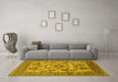 Machine Washable Oriental Yellow Industrial Rug in a Living Room, wshurb1677yw