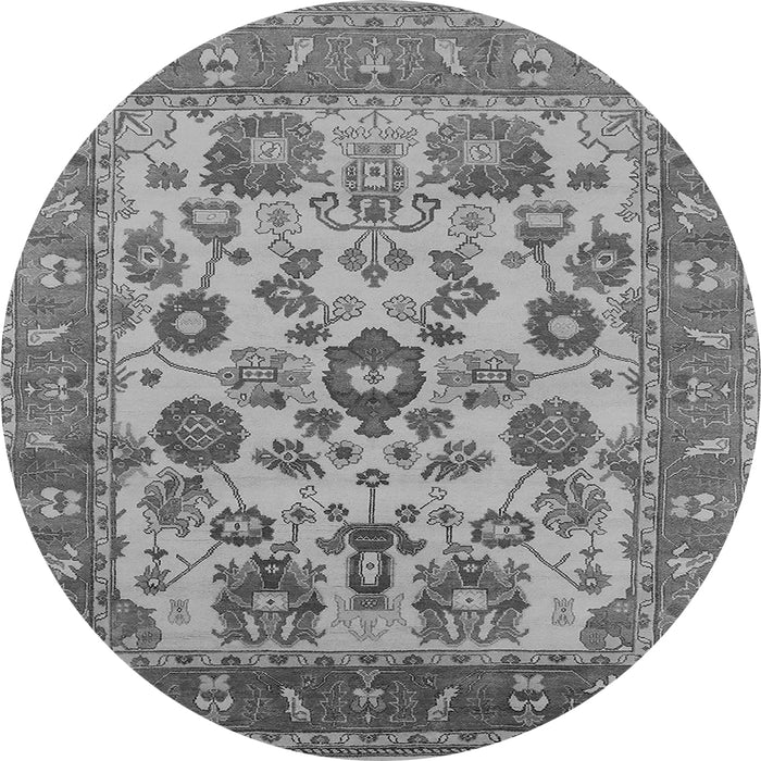 Round Machine Washable Oriental Gray Industrial Rug, wshurb1677gry
