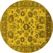 Round Oriental Yellow Industrial Rug, urb1677yw