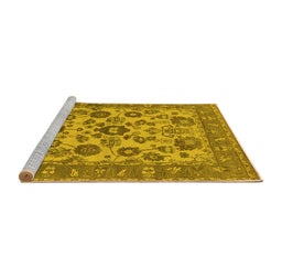 Sideview of Machine Washable Oriental Yellow Industrial Rug, wshurb1677yw