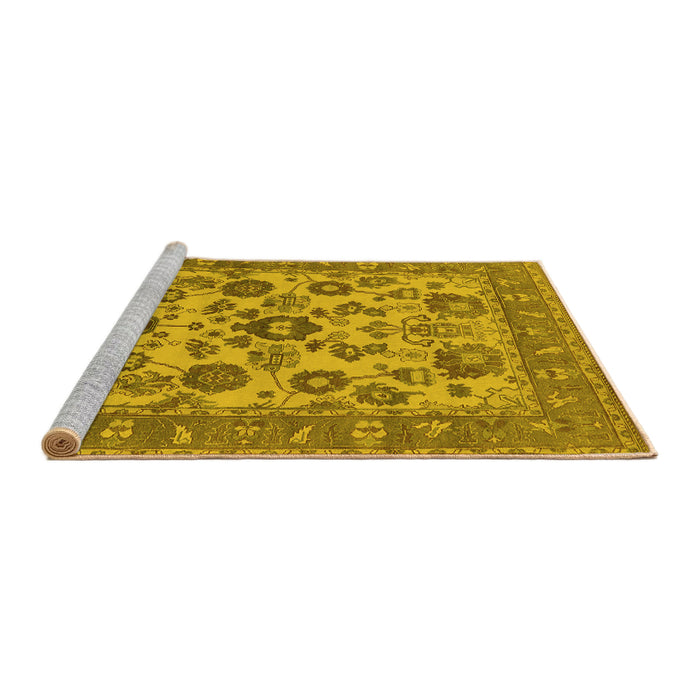 Sideview of Machine Washable Oriental Yellow Industrial Rug, wshurb1677yw