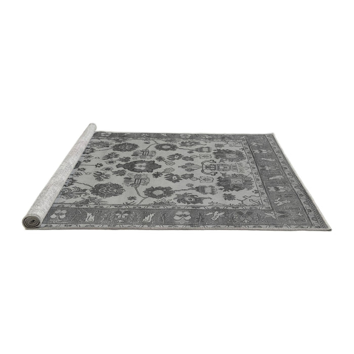 Sideview of Machine Washable Oriental Gray Industrial Rug, wshurb1677gry