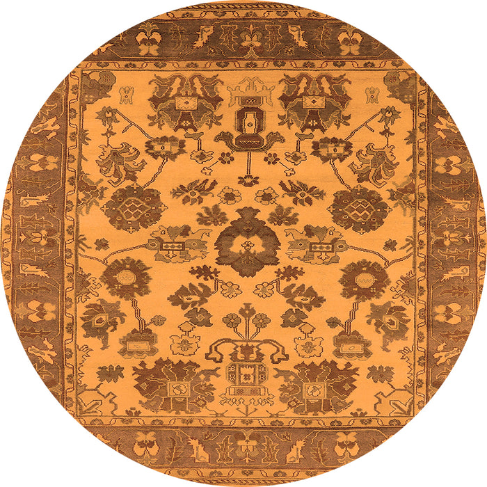 Round Oriental Orange Industrial Rug, urb1677org