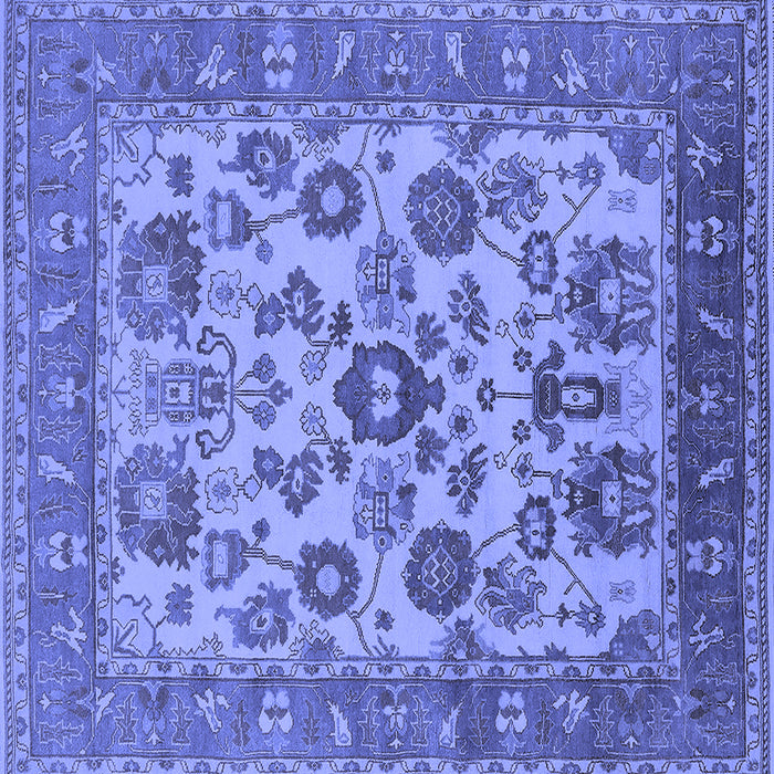 Square Machine Washable Oriental Blue Industrial Rug, wshurb1677blu