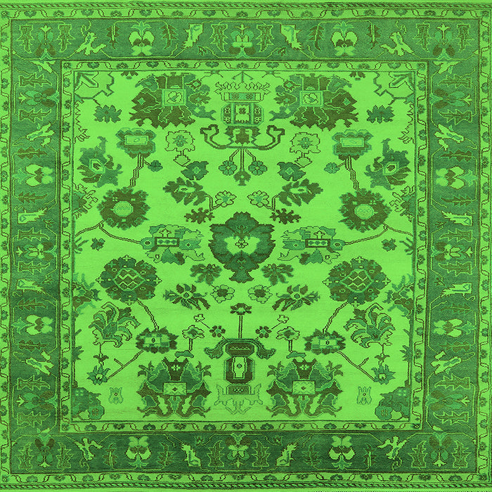 Square Machine Washable Oriental Green Industrial Area Rugs, wshurb1677grn