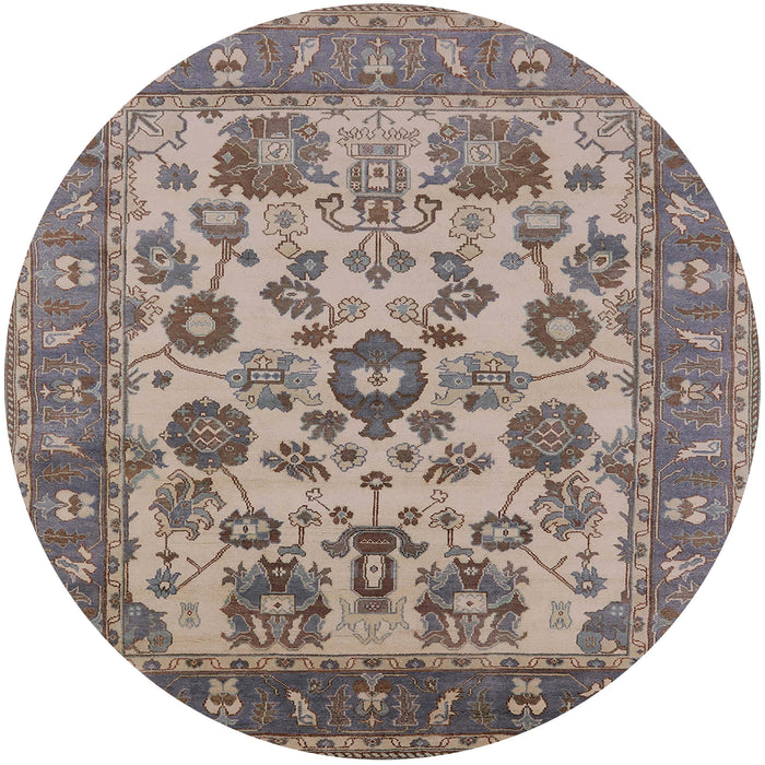 Round Mid-Century Modern Rosy Purple Oriental Rug, urb1677