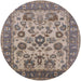 Round Mid-Century Modern Rosy Purple Oriental Rug, urb1677