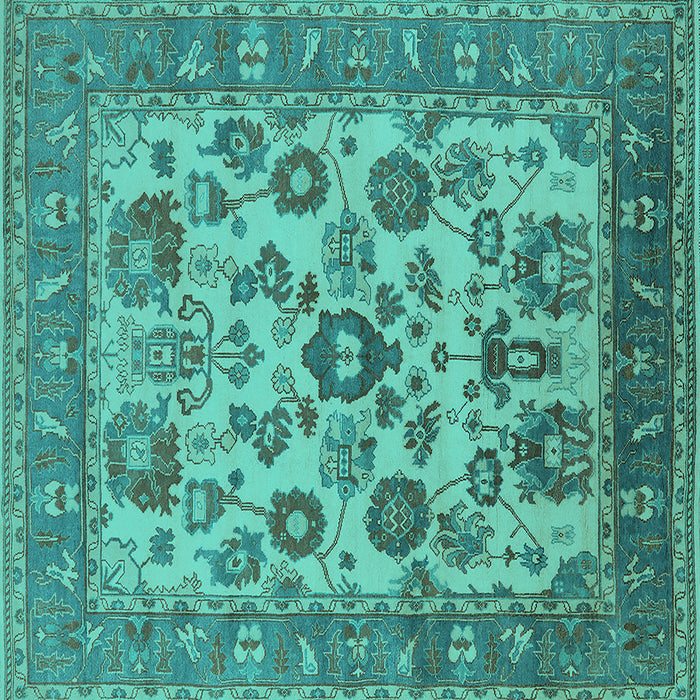 Square Oriental Turquoise Industrial Rug, urb1677turq