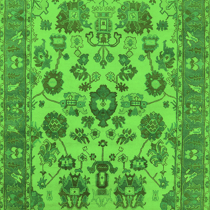 Machine Washable Oriental Green Industrial Area Rugs, wshurb1677grn