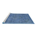 Sideview of Machine Washable Industrial Modern Iceberg Blue Rug, wshurb1678