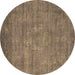 Round Machine Washable Oriental Brown Industrial Rug, wshurb1678brn