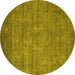 Round Oriental Yellow Industrial Rug, urb1678yw