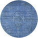 Round Machine Washable Industrial Modern Iceberg Blue Rug, wshurb1678