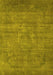 Machine Washable Oriental Yellow Industrial Rug, wshurb1678yw