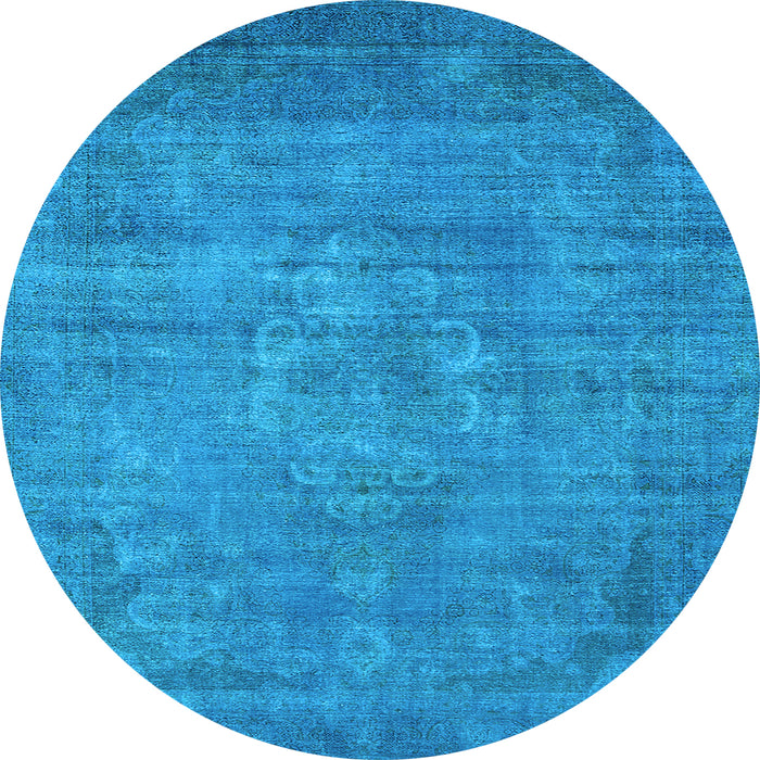 Round Oriental Light Blue Industrial Rug, urb1678lblu