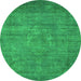 Round Oriental Green Industrial Rug, urb1678grn