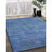 Mid-Century Modern Iceberg Blue Oriental Rug in Family Room, urb1678