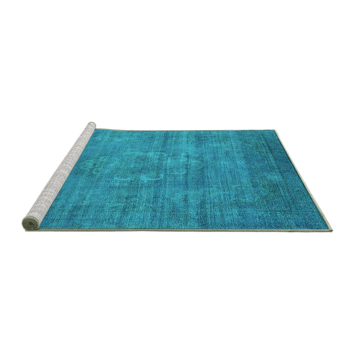 Sideview of Machine Washable Oriental Turquoise Industrial Area Rugs, wshurb1678turq