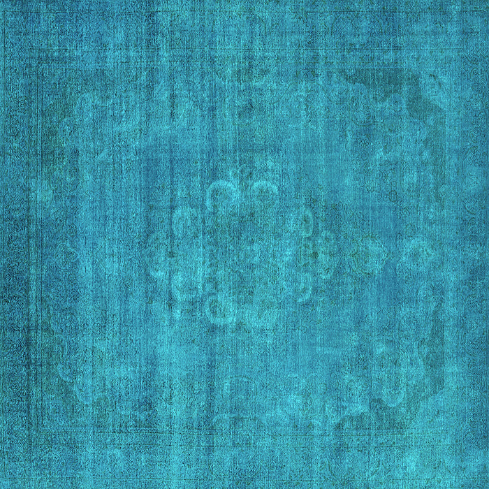 Square Oriental Turquoise Industrial Rug, urb1678turq