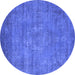 Round Oriental Blue Industrial Rug, urb1678blu