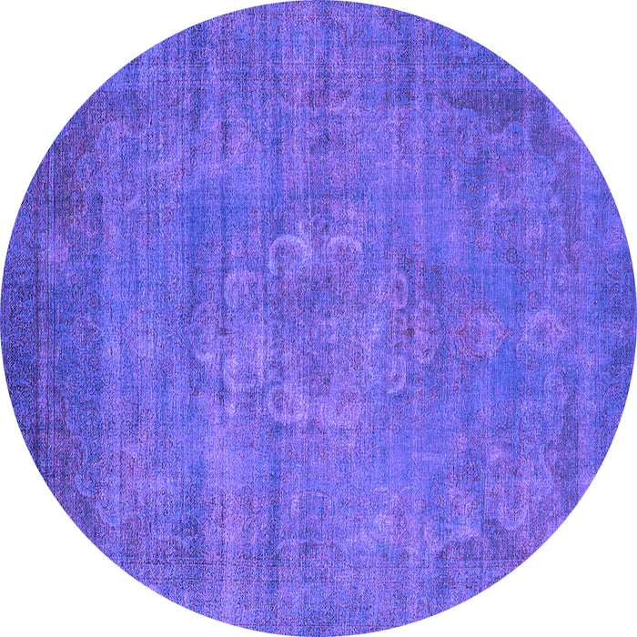 Round Machine Washable Oriental Purple Industrial Area Rugs, wshurb1678pur