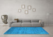 Machine Washable Oriental Light Blue Industrial Rug in a Living Room, wshurb1678lblu