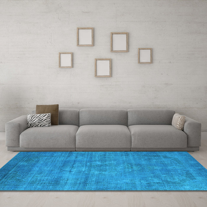 Machine Washable Oriental Light Blue Industrial Rug in a Living Room, wshurb1678lblu