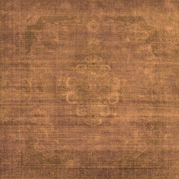 Square Machine Washable Oriental Orange Industrial Area Rugs, wshurb1678org