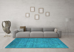 Machine Washable Oriental Turquoise Industrial Area Rugs in a Living Room,, wshurb1678turq