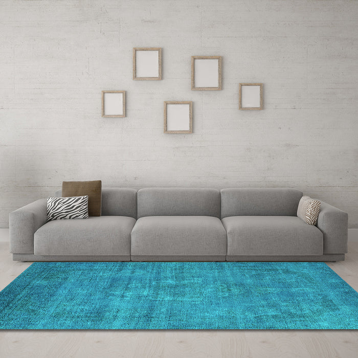 Machine Washable Oriental Turquoise Industrial Area Rugs in a Living Room,, wshurb1678turq