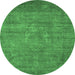 Round Oriental Emerald Green Industrial Rug, urb1678emgrn