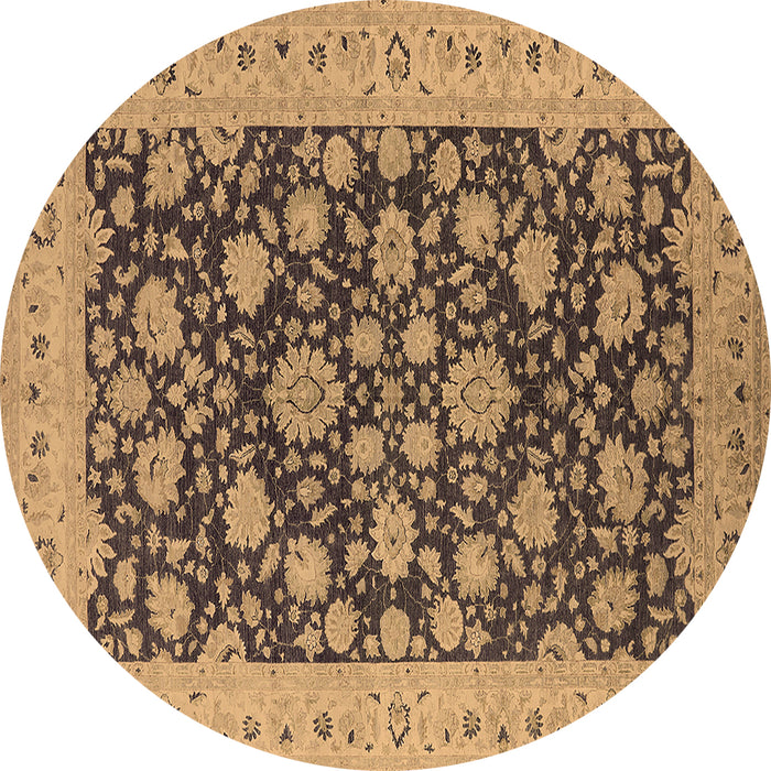 Round Machine Washable Oriental Brown Industrial Rug, wshurb1679brn