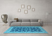 Machine Washable Oriental Light Blue Industrial Rug in a Living Room, wshurb1679lblu