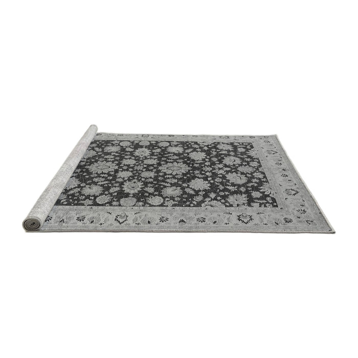 Sideview of Machine Washable Oriental Gray Industrial Rug, wshurb1679gry