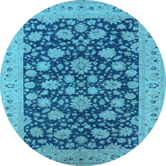Round Oriental Light Blue Industrial Rug, urb1679lblu