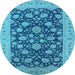 Round Oriental Light Blue Industrial Rug, urb1679lblu