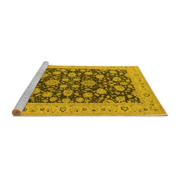 Sideview of Machine Washable Oriental Yellow Industrial Rug, wshurb1679yw