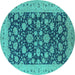 Round Oriental Turquoise Industrial Rug, urb1679turq