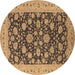 Round Oriental Brown Industrial Rug, urb1679brn