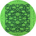 Round Oriental Green Industrial Rug, urb1679grn