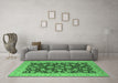 Machine Washable Oriental Emerald Green Industrial Area Rugs in a Living Room,, wshurb1679emgrn