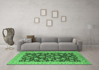 Machine Washable Oriental Emerald Green Industrial Rug, wshurb1679emgrn