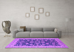 Machine Washable Oriental Purple Industrial Area Rugs in a Living Room, wshurb1679pur