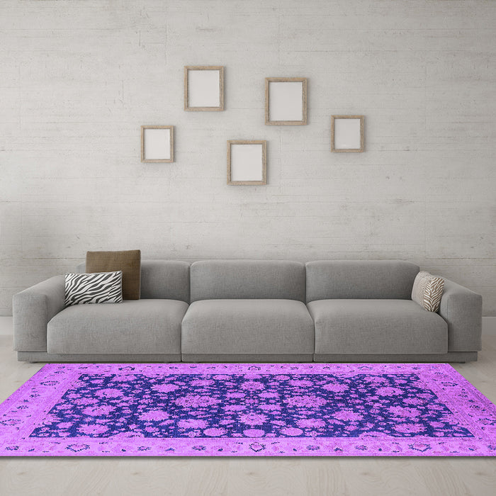 Machine Washable Oriental Purple Industrial Area Rugs in a Living Room, wshurb1679pur