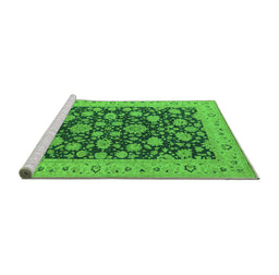 Sideview of Machine Washable Oriental Green Industrial Area Rugs, wshurb1679grn