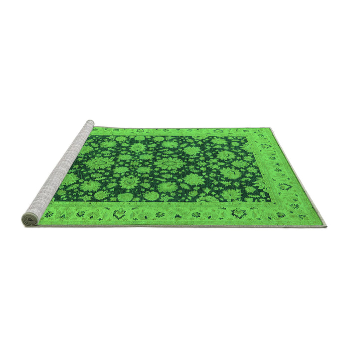 Sideview of Machine Washable Oriental Green Industrial Area Rugs, wshurb1679grn