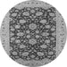 Round Oriental Gray Industrial Rug, urb1679gry