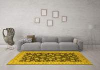 Machine Washable Oriental Yellow Industrial Rug, wshurb1679yw